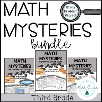 Preview of Third Grade Math Story Problem Project BUNDLE | Math Mysteries