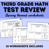 Third Grade Math Test Review Spring Themed Worksheets- Mor