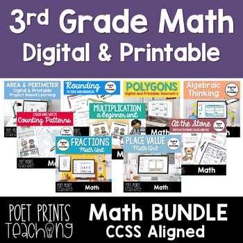 Third Grade Math Units - BUNDLE by Poet Prints Teaching | TPT