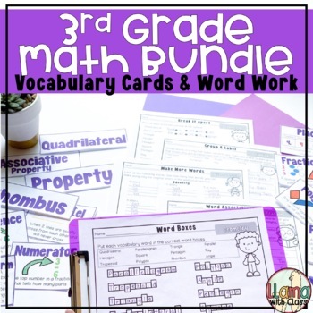 Preview of Third Grade Math Vocabulary Activities - Math Vocabulary Cards and Word Work