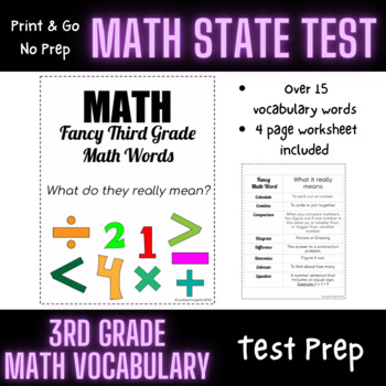 Preview of Third Grade Math Vocabulary (Test Prep)