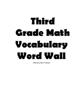 Preview of Third Grade Math Vocabulary Word Wall Cards