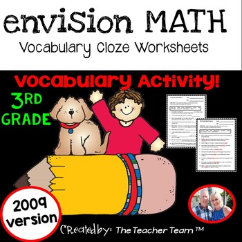 Preview of enVision Math 3rd Grade Vocabulary Worksheets Full Year