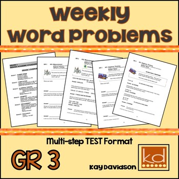 Preview of Third Grade Math: Weekly Word Problems for ILEARN by Kay Davidson