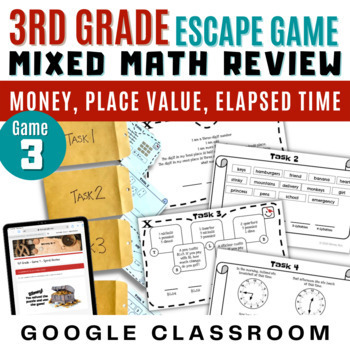 Preview of Third Grade Math and Grammar Review | Digital Escape Room | Game 3