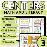 Third Grade Math and Literacy Centers | Includes Holidays 