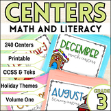 Third Grade Math and Literacy Centers | Includes Holidays | Hands-On Activities