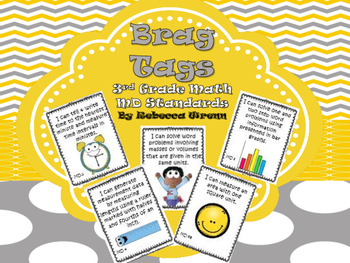 Preview of Third Grade Measurement and Data Standards Bragging Tags