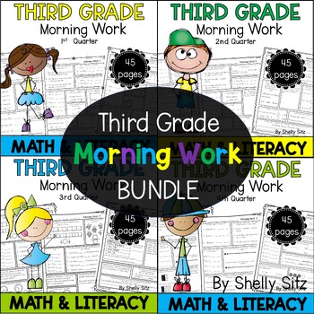 Preview of Third Grade Morning Work Bundle - 3rd Grade Math & ELA Spiral Review