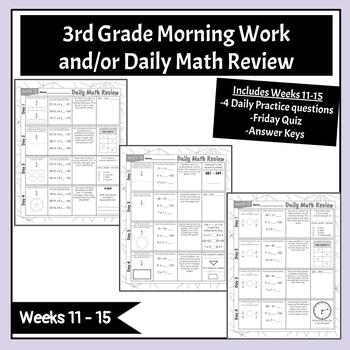 Preview of Third Grade Morning Work and/or Third Grade Daily Math Review (Weeks 11-15)