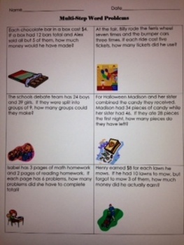 Preview of Third Grade Multi-Step Word Problems