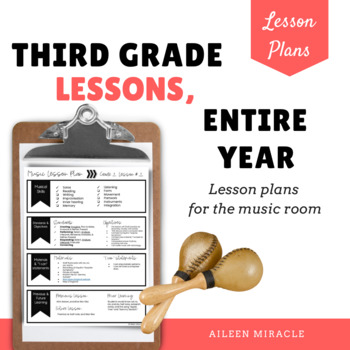 Preview of Music Lesson Plans for Third Grade, Entire Year {Bundle}