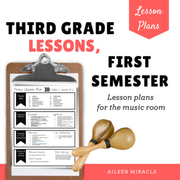 Preview of Music Lesson Plans for Third Grade, First Semester