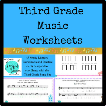 Preview of Third Grade Music Worksheets to Read, Sing, and Practice