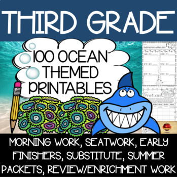 Preview of Third Grade Ocean Themed Worksheets {100 Standards Aligned Printables}