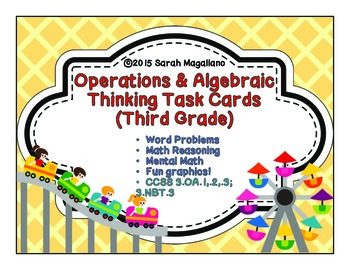 Preview of Third Grade Operations & Algebraic Thinking Math Task Cards