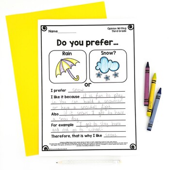 third grade opinion writing promptsworksheets by terrific teaching tactics