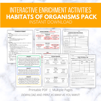 Preview of Third Grade Organism Habitats Life Science, Engaging Activities, NGSS standard