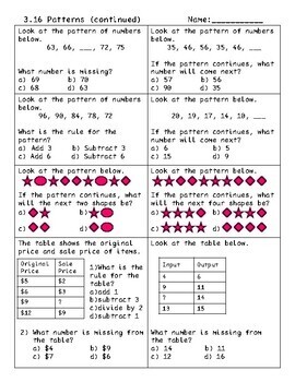 Third Grade Patterns and Algebra Review by The Planning Box | TpT