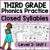 Third Grade Phonics (Level 3), Unit 1: Closed Syllables (w