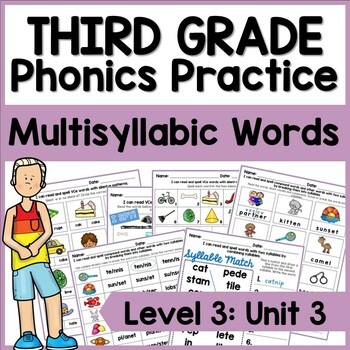 Preview of Third Grade Phonics, Level 3 Unit 3, Silent-e Syllable Division, Multisyllabic