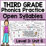 Third Grade Phonics, Level 3 Unit 6: Open Syllables, Y as 