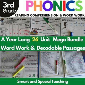 Preview of Third Grade Phonics Reading Comprehension & Word Work Bundle (RTI)