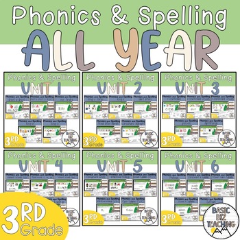 Preview of Third Grade Phonics Skills Spelling Digital and Print Year Long Bundle