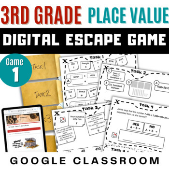 Preview of Third Grade Place Value | Digital Escape Room | Game 1