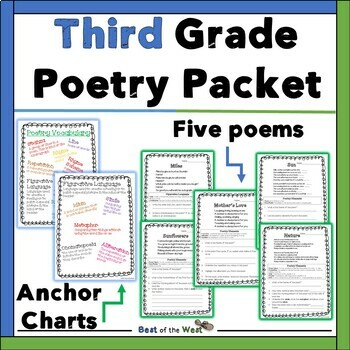 Third Grade Poetry Packet by Best of the West Teachers Pay Teachers
