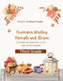 Third Grade R.A.C.E.S. Writing Prompts with Stories - November