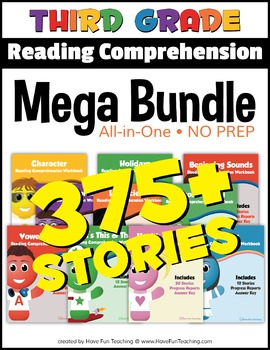 Preview of Third Grade Reading Comprehension NO-PREP ALL-IN-ONE MEGA BUNDLE (375+ STORIES)