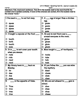Third Grade Reading Wonders - Unit 4 spelling test ...