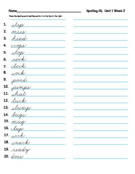 Third Grade Reading Wonders - Units 1 to 6 spelling words in cursive