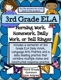 Third Grade Reading and Language Arts ELA Morning Work, Ho