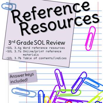 Preview of Third Grade Reference Resources SOL Review