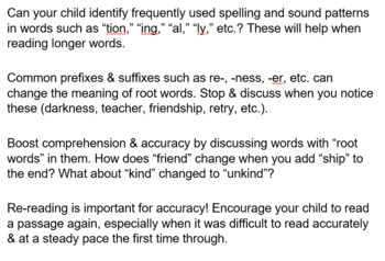 Preview of Third Grade Remind friendly home reading tips common core