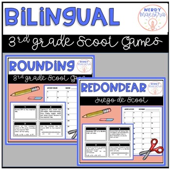 Preview of Rounding to the Nearest 10 and 100 Scoot Game Assessment Bilingual Bundle