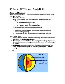 Preview of Third Grade Science CRCT Study Guide