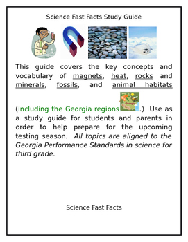 Preview of Third Grade Georgia Milestones Science Study Guide