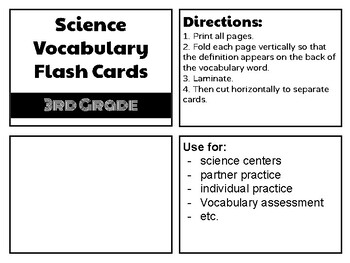 Preview of Third Grade Science Vocabulary Practice Cards...159 3rd Grade Vocabulary Words!