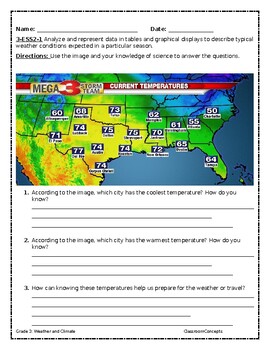 Preview of Third Grade Science- Weather and Climate: Temperature Worksheets