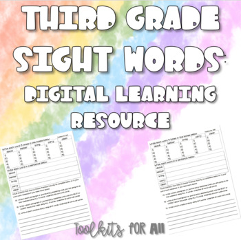 Preview of Third Grade Sight Word: Digital Learning Resource