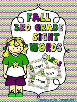 Preview of Third Grade Sight Words Cards - Fall Themed