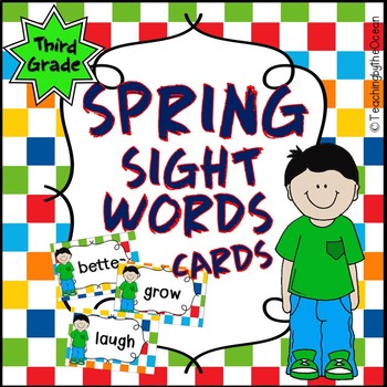 Preview of Third Grade Sight Words Cards - Spring Themed
