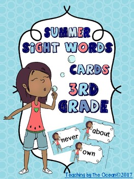 Preview of Third Grade Sight Words Cards - Summer Themed
