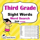34 Third Grade Sight Words Word Search Worksheets, Vocabul