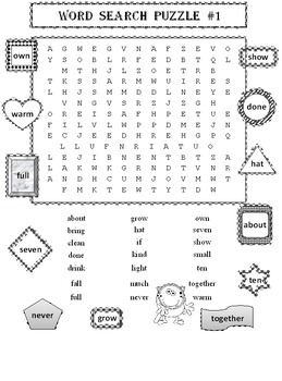 Third Grade Sight Words Word Search Puzzles (2 Puzzles) by David Filipek