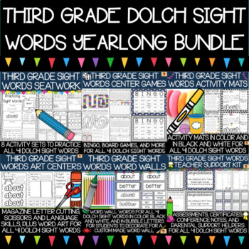 Preview of Third Grade Sight Words Year-Long Bundle