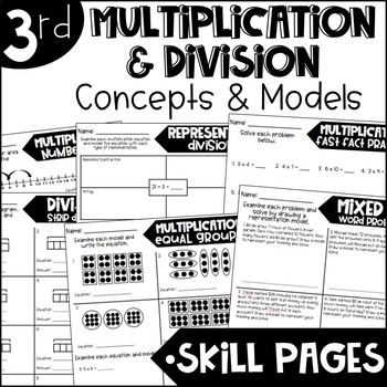 Preview of Third Grade Skill Pages Multiplication and Division Concepts and Models